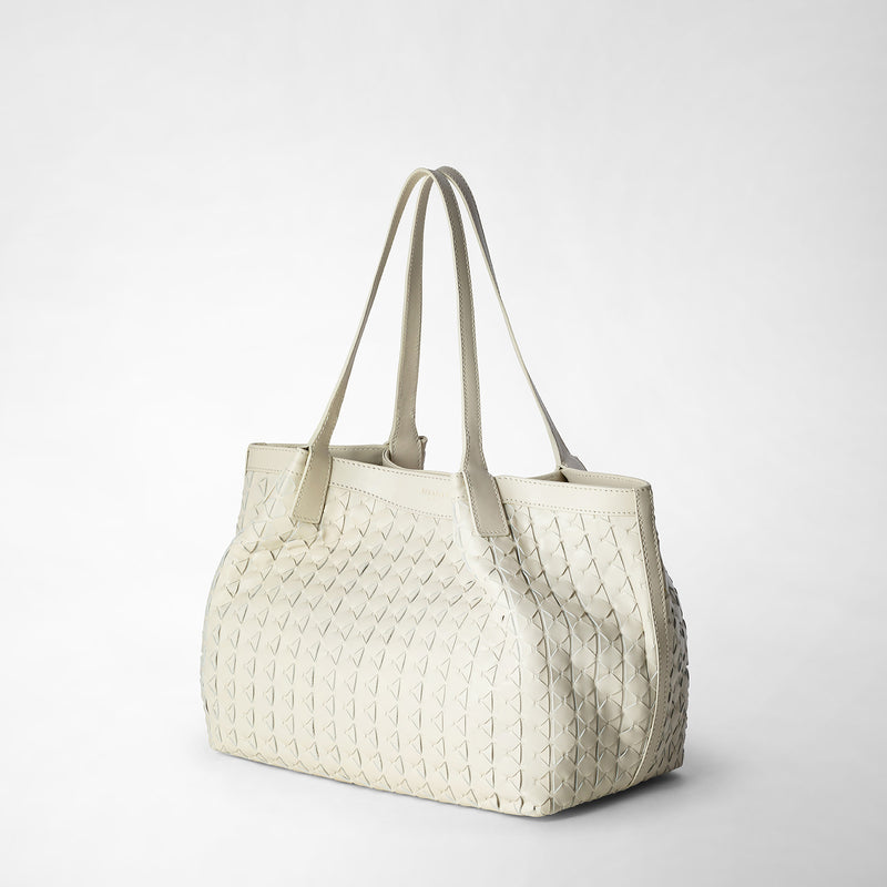 Serapian Tote bag secret piccola in mosaico panna Nuova