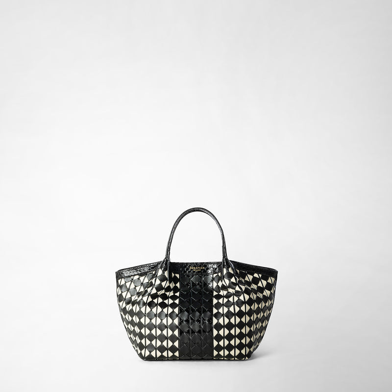 Serapian Mini secret bag mosaico elaphe black and off white Qualità Garantita