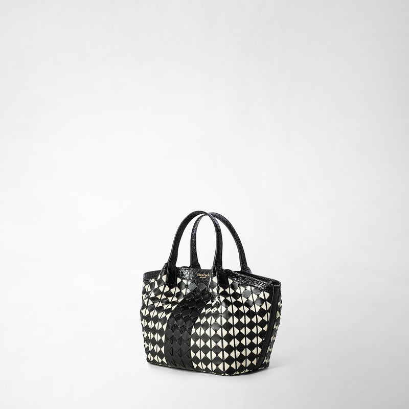 Serapian Mini secret bag mosaico elaphe black and off white Qualità Garantita