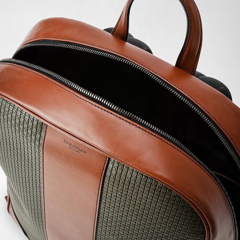 Serapian Backpack in stepan kaki and cuoio Consegna Veloce