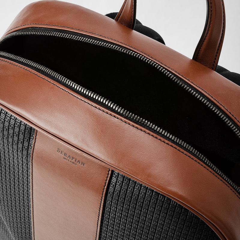 Serapian Zaino in stepan 72 nero-cuoio Sconto