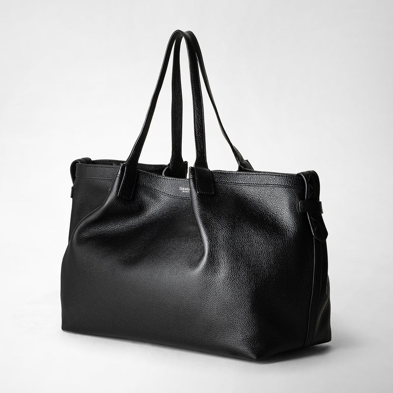 Serapian Tote bag secret in pelle rugiada nero Saldi Di Fabbrica