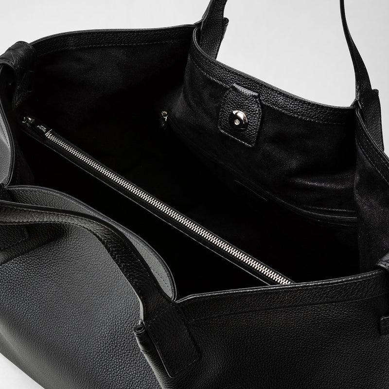 Serapian Tote bag secret in pelle rugiada nero Saldi Di Fabbrica