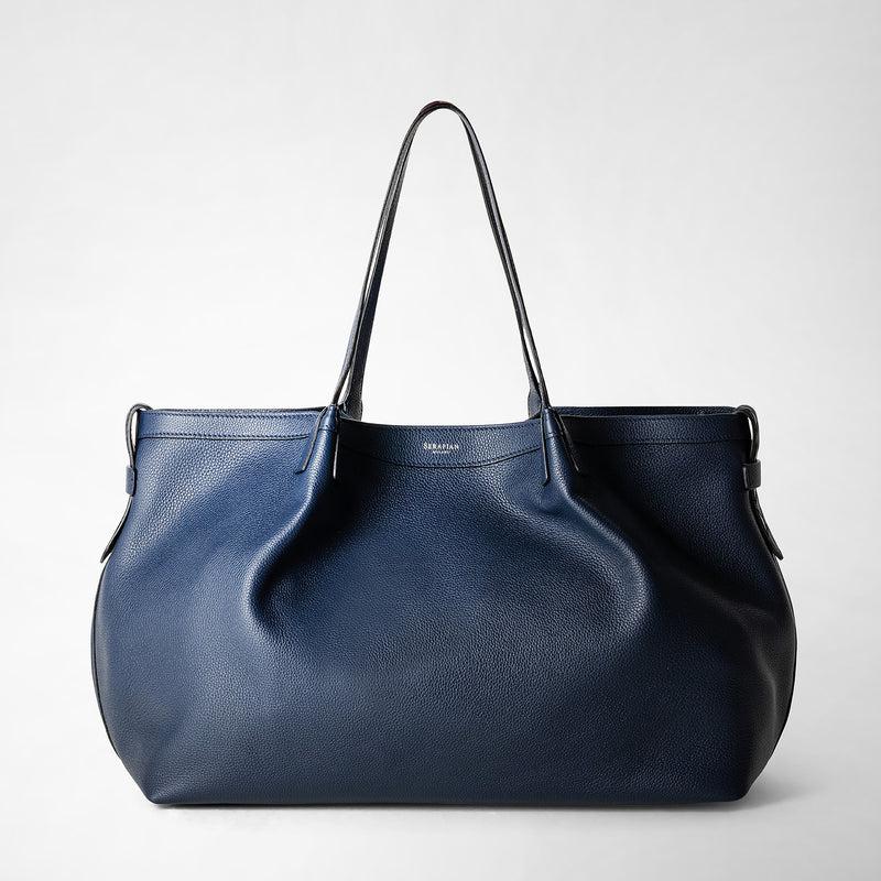 Serapian Tote bag secret in pelle rugiada blu navy Negozio