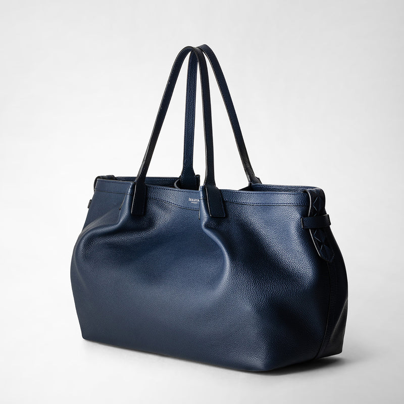 Serapian Tote bag secret in pelle rugiada blu navy Negozio
