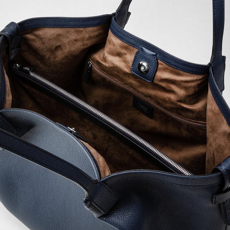 Serapian Tote bag secret in pelle rugiada blu navy Negozio