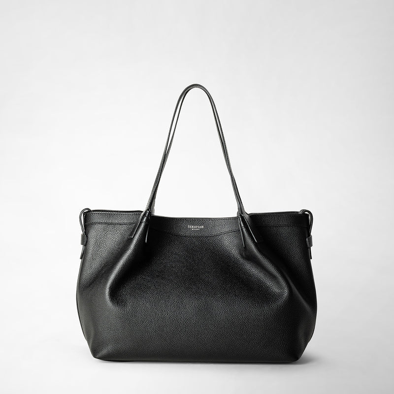 Serapian Tote bag secret piccola in pelle rugiada nero Saldi