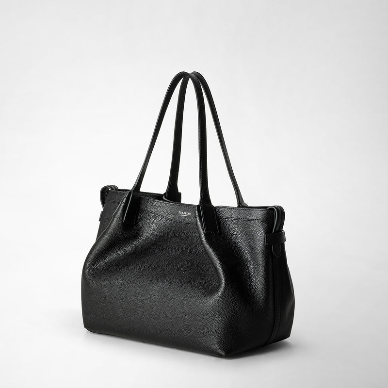Serapian Tote bag secret piccola in pelle rugiada nero Saldi