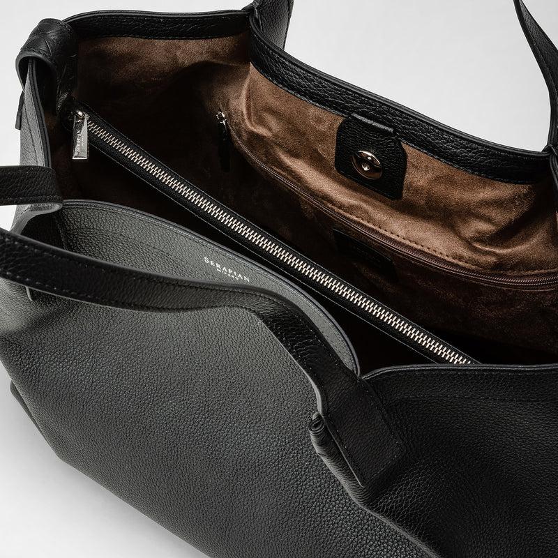 Serapian Tote bag secret piccola in pelle rugiada nero Saldi