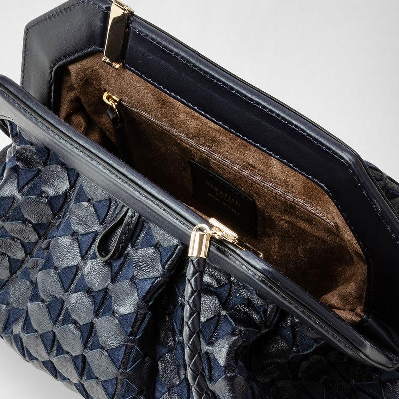 Serapian Secret clutch bag in mosaico midnight blue Nuovo