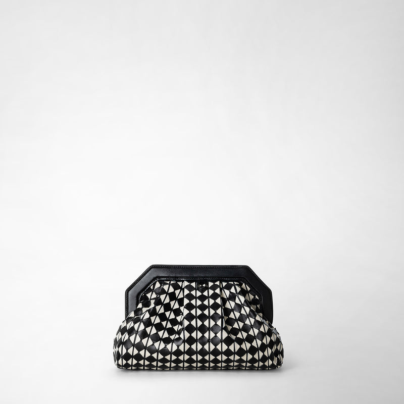 Serapian Clutch secret in mosaico nero-panna Pezzi Unici