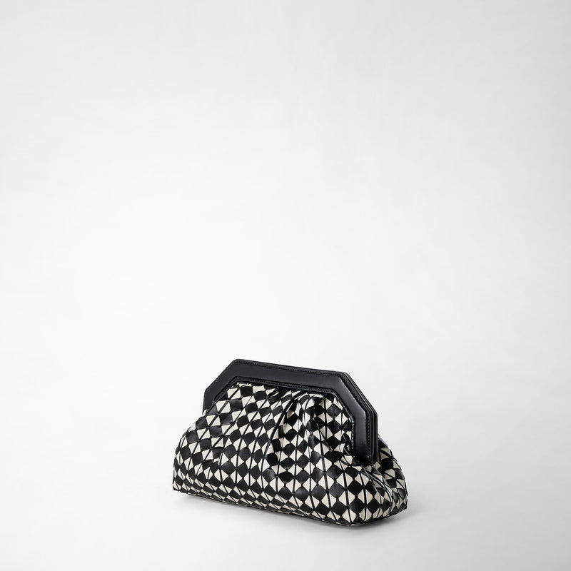 Serapian Clutch secret in mosaico nero-panna Pezzi Unici
