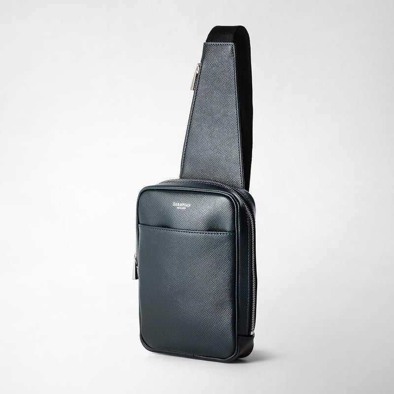 Serapian Zaino monospalla in pelle evoluzione blu navy Prezzo Ridotto