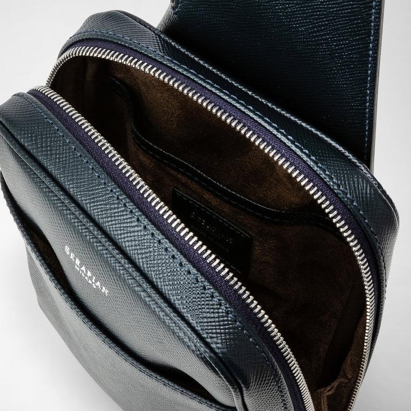Serapian Zaino monospalla in pelle evoluzione blu navy Prezzo Ridotto