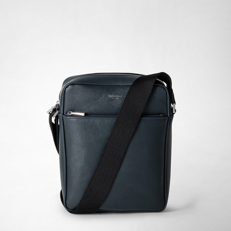Serapian Tracolla north south in pelle evoluzione blu navy Sconto