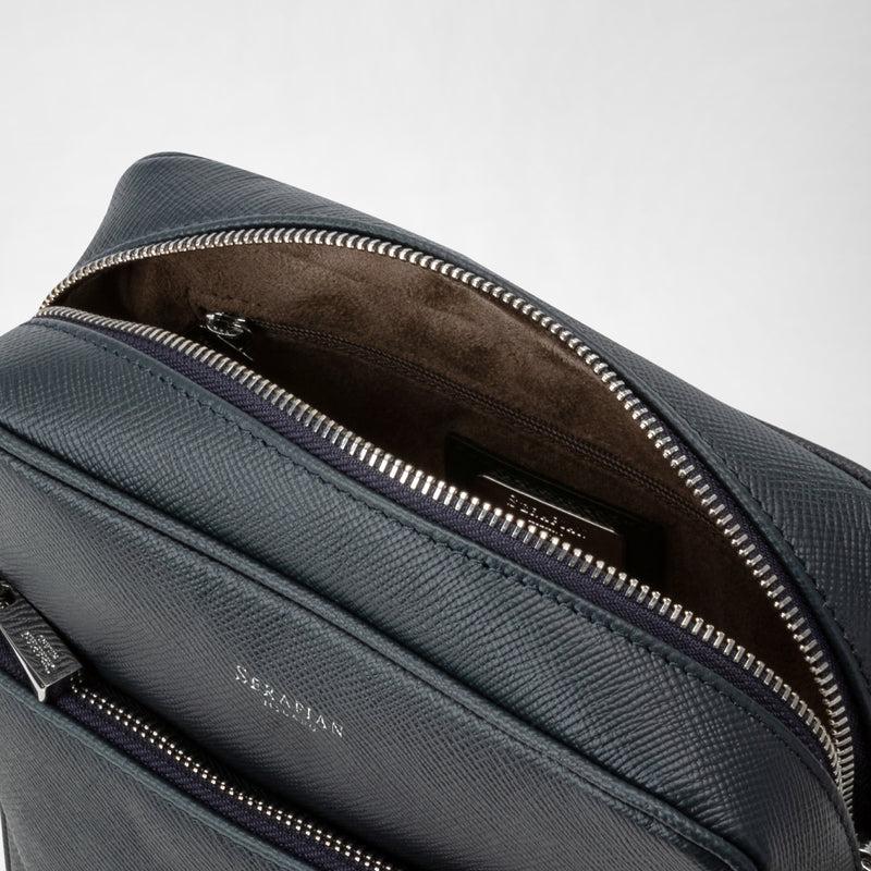 Serapian Tracolla north south in pelle evoluzione blu navy Sconto