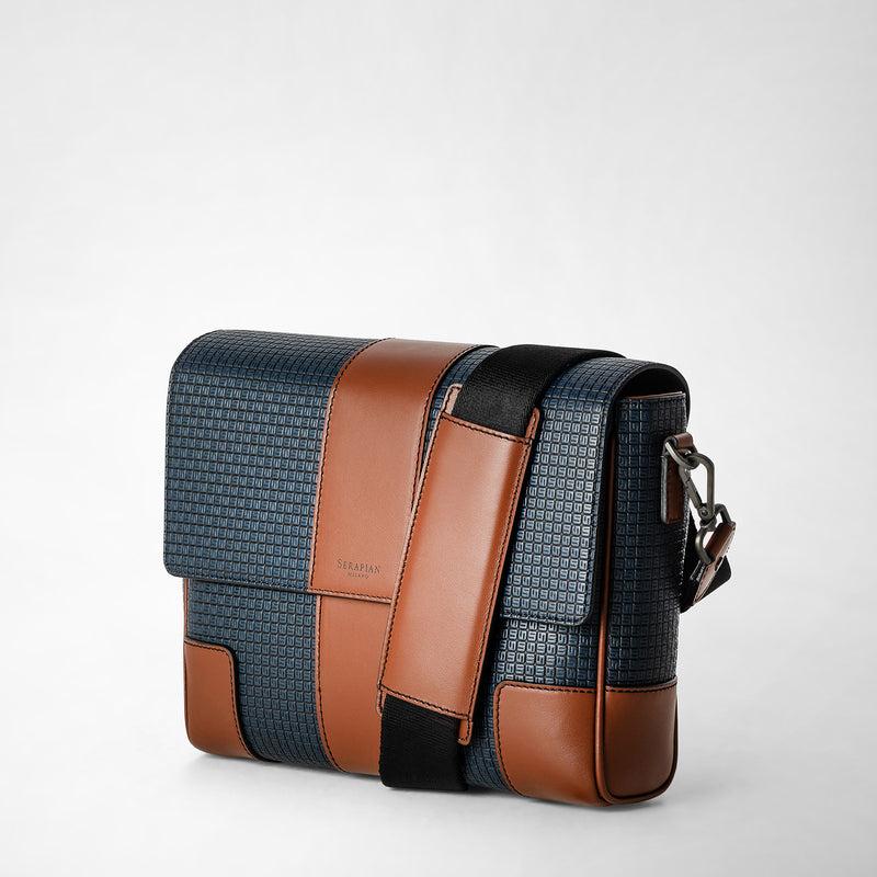 Serapian Borsa messenger con pattina in stepan 72 blu Outlet