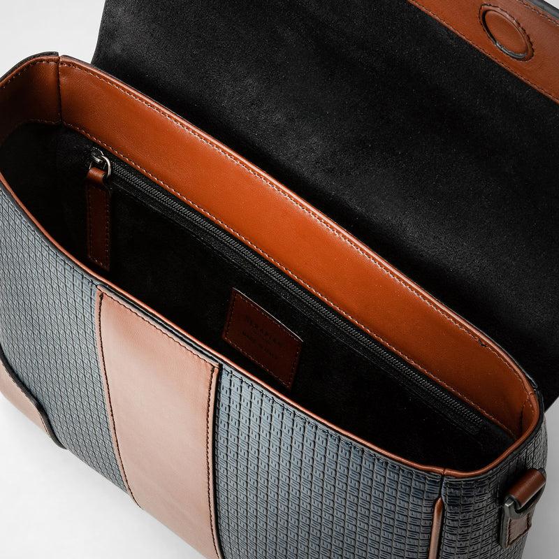 Serapian Borsa messenger con pattina in stepan 72 blu Outlet