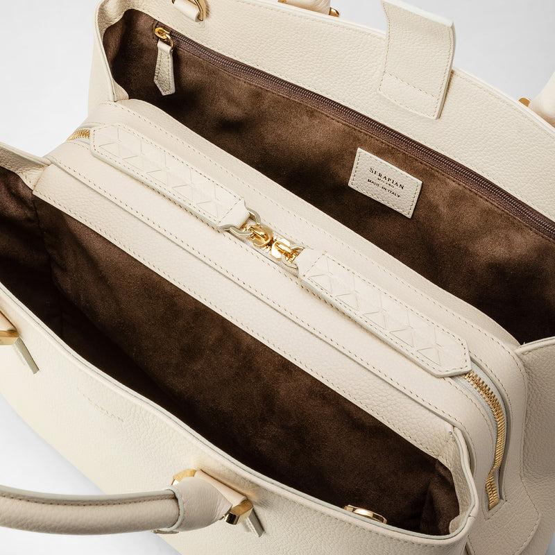 Serapian Borsa a mano luna in pelle rugiada crema Hotsell