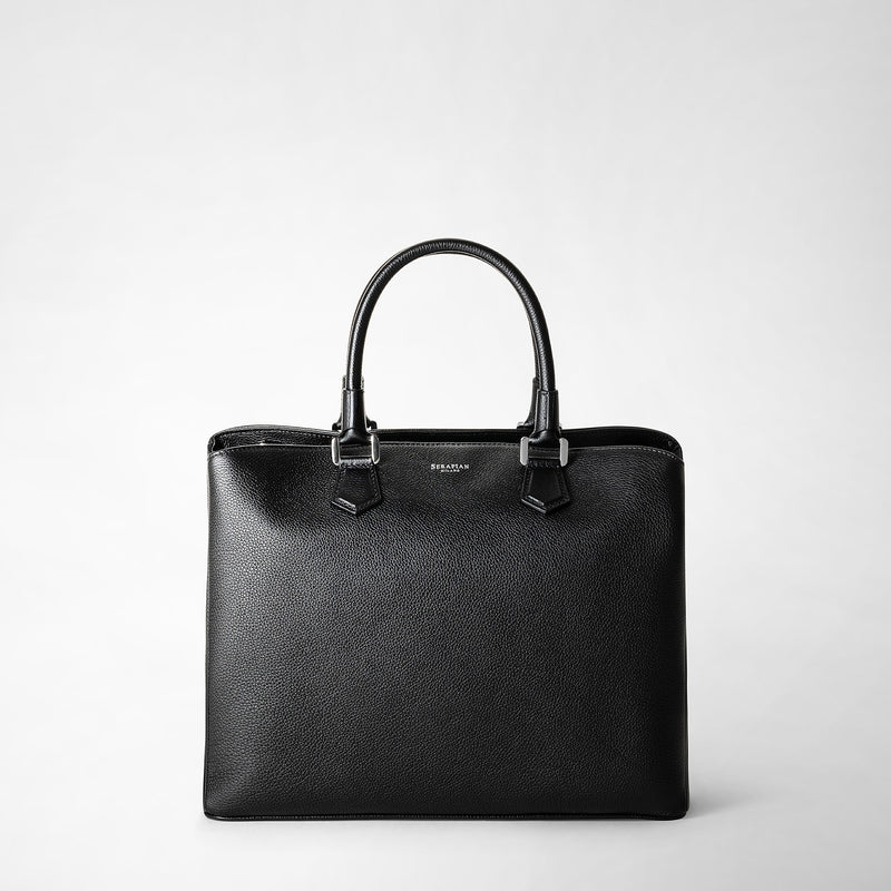 Serapian Borsa a mano luna in pelle rugiada nero Saldi Di Fabbrica