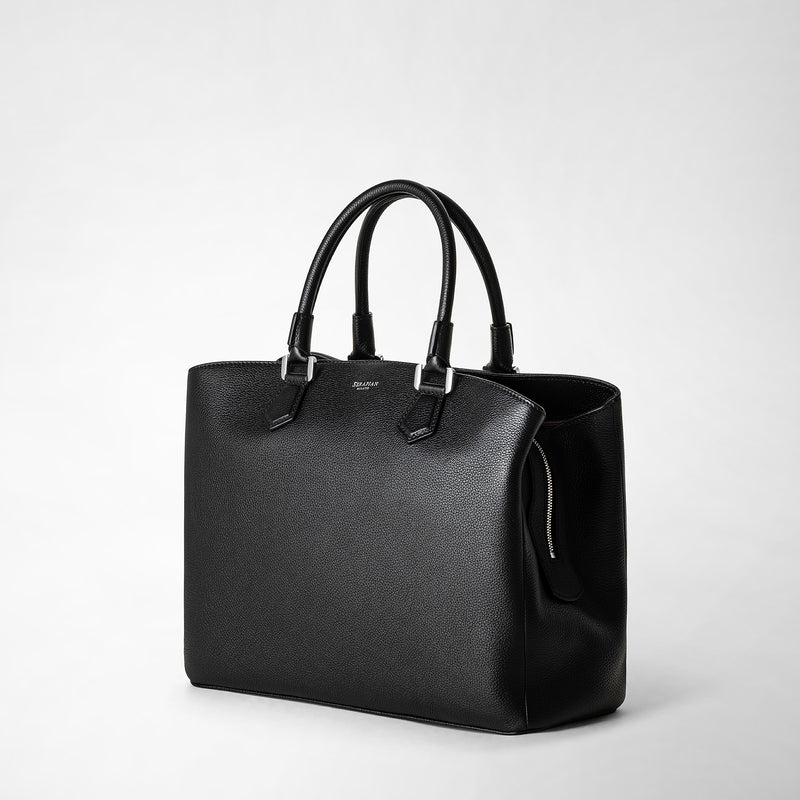 Serapian Borsa a mano luna in pelle rugiada nero Saldi Di Fabbrica