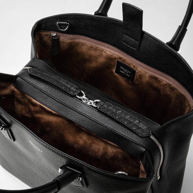 Serapian Borsa a mano luna in pelle rugiada nero Saldi Di Fabbrica