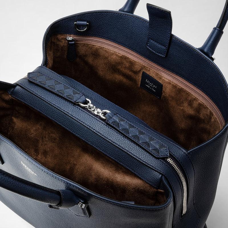 Serapian Borsa a mano luna in pelle rugiada blu navy I Più Venduti