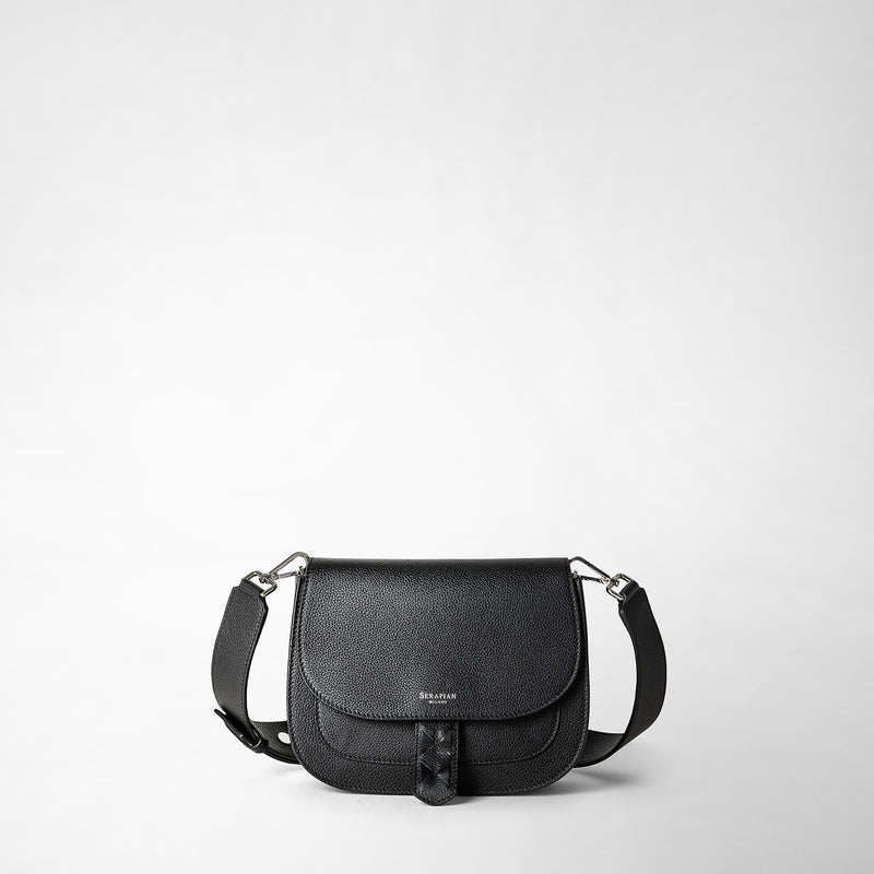 Serapian Borsa luna crossbody in pelle rugiada nero Nuova