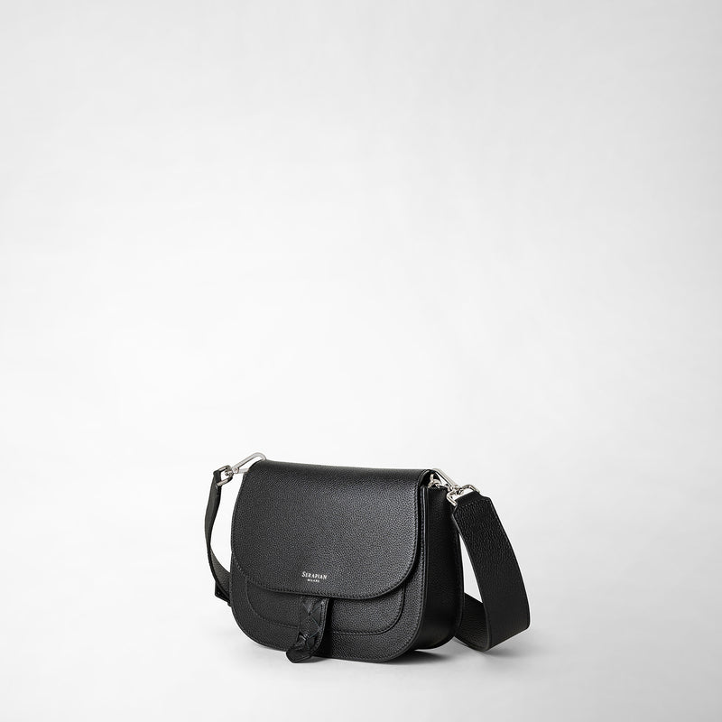 Serapian Borsa luna crossbody in pelle rugiada nero Nuova