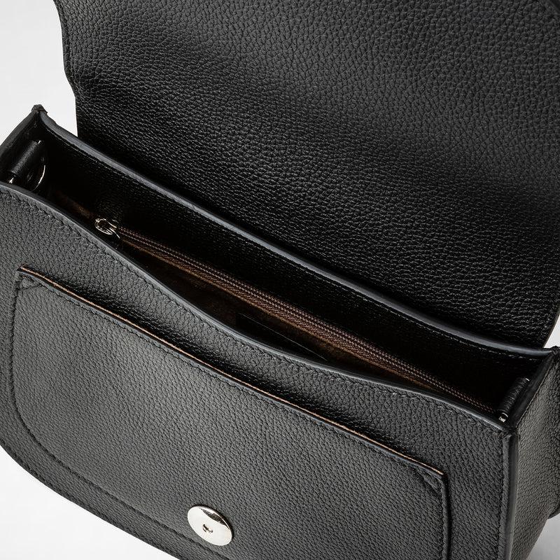 Serapian Borsa luna crossbody in pelle rugiada nero Nuova