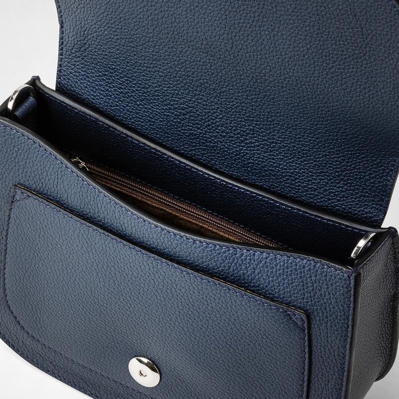 Serapian Borsa luna crossbody in pelle rugiada blue navy Moda