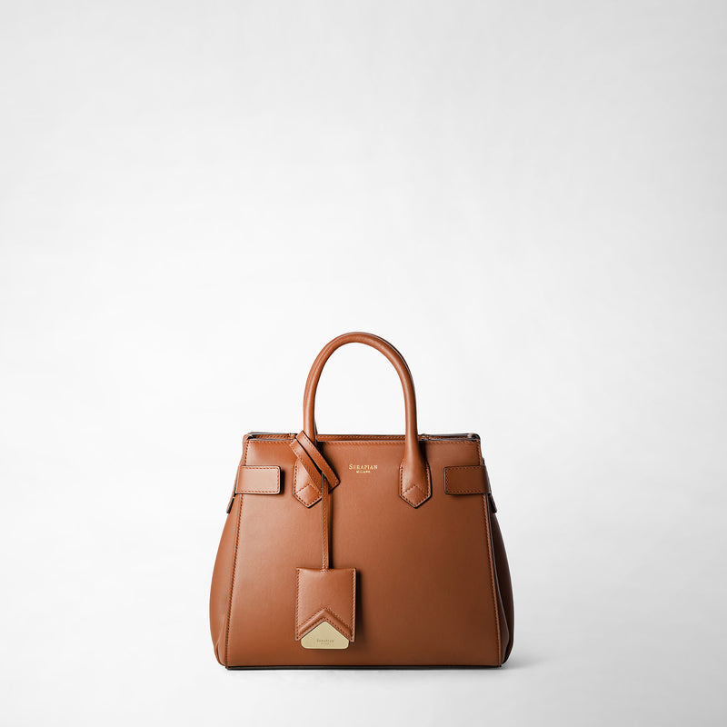 Serapian Meline' handbag in seta leather cuoio Italy