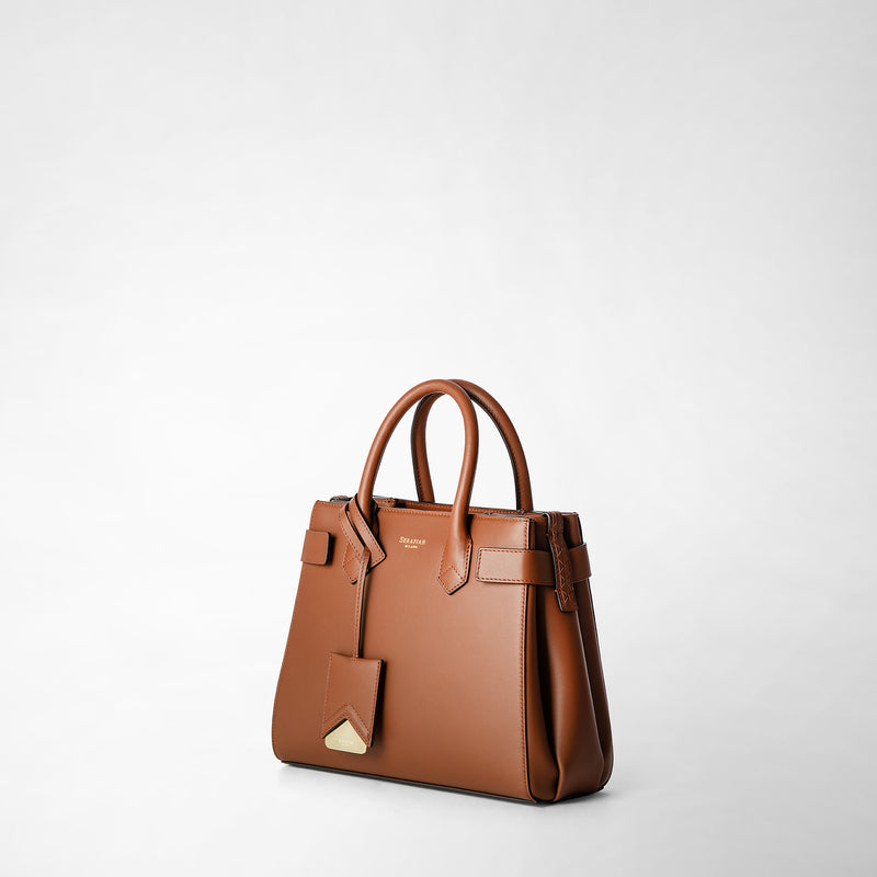 Serapian Meline' handbag in seta leather cuoio Italy