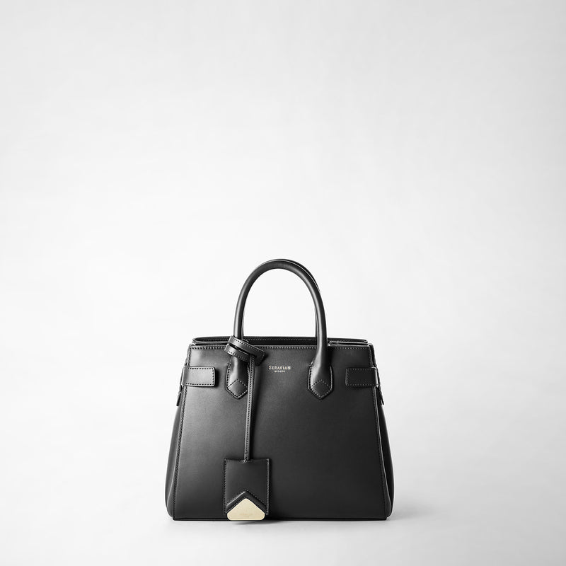 Serapian Meline' handbag in seta leather black In Linea