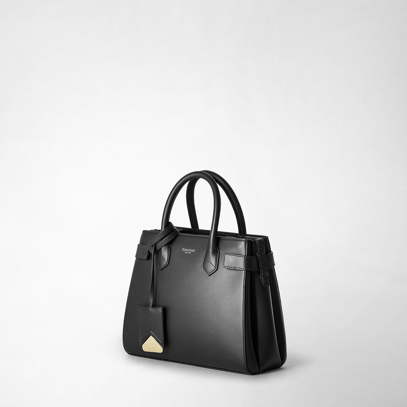 Serapian Meline' handbag in seta leather black In Linea