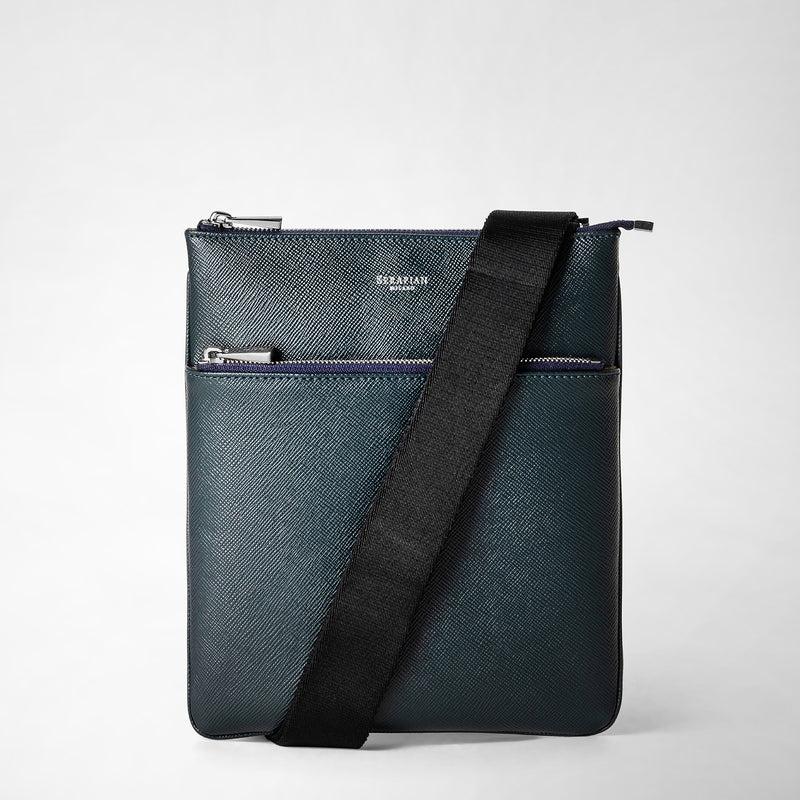 Serapian Tracolla piatta in pelle evoluzione blu navy Vendita