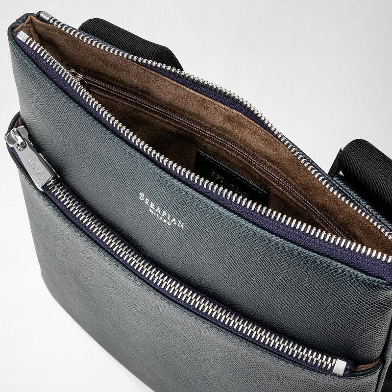 Serapian Tracolla piatta in pelle evoluzione blu navy Vendita