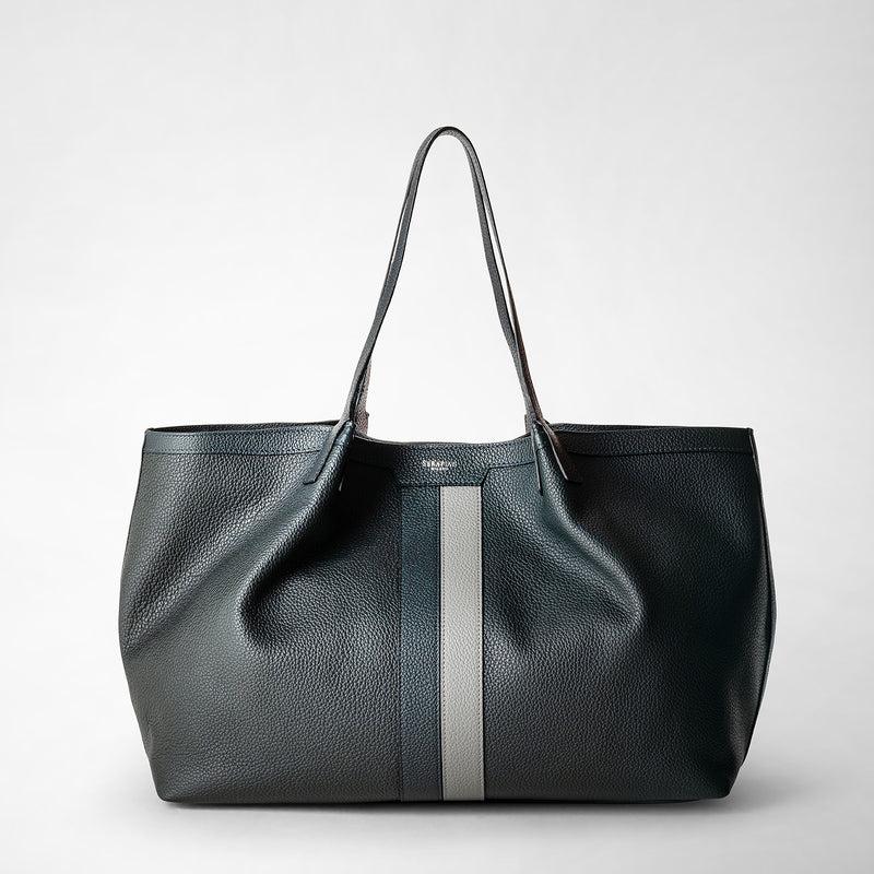 Serapian Borsa secret tote in pelle cachemire blu navy-asfalto Pezzi Unici