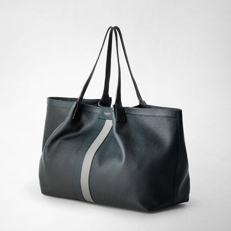 Serapian Borsa secret tote in pelle cachemire blu navy-asfalto Pezzi Unici