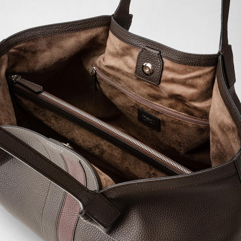Serapian Borsa secret tote pelle cachemire espresso-rosso Soddisfazione Garantita
