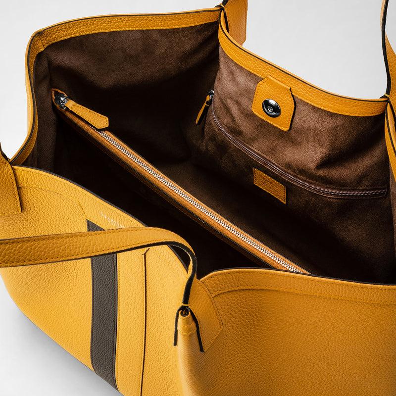 Serapian Secret tote bag in cachemire leather ochre espresso Qualità Garantita