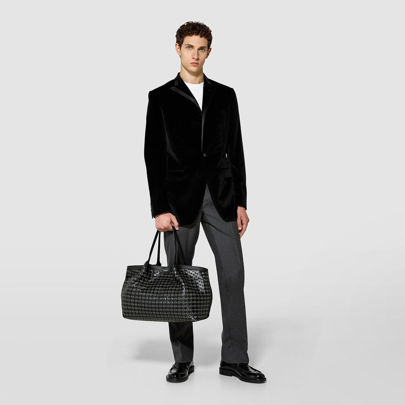 Serapian Secret tote bag in mosaico black asphalt Consegna Veloce