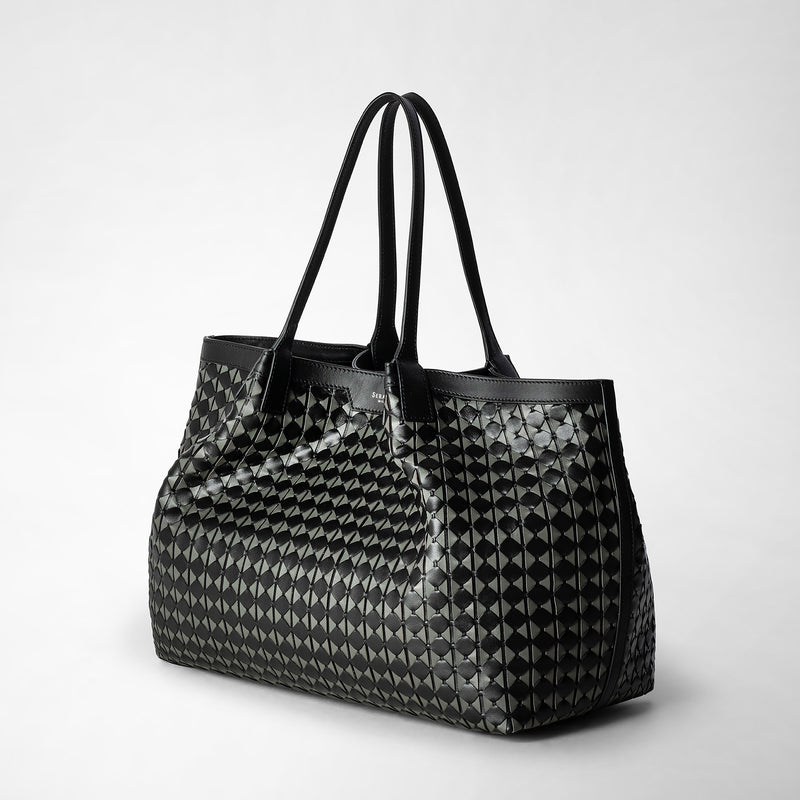 Serapian Secret tote bag in mosaico black asphalt Consegna Veloce