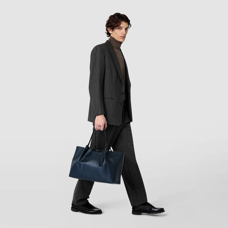 Serapian Tote bag secret in stepan blu oceano-nero Affare Del Giorno