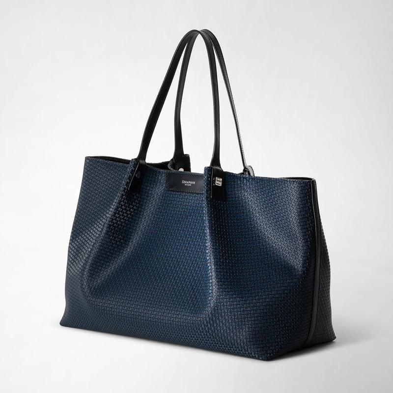 Serapian Tote bag secret in stepan blu oceano-nero Affare Del Giorno
