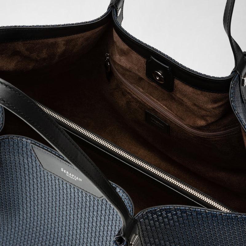Serapian Tote bag secret in stepan blu oceano-nero Affare Del Giorno