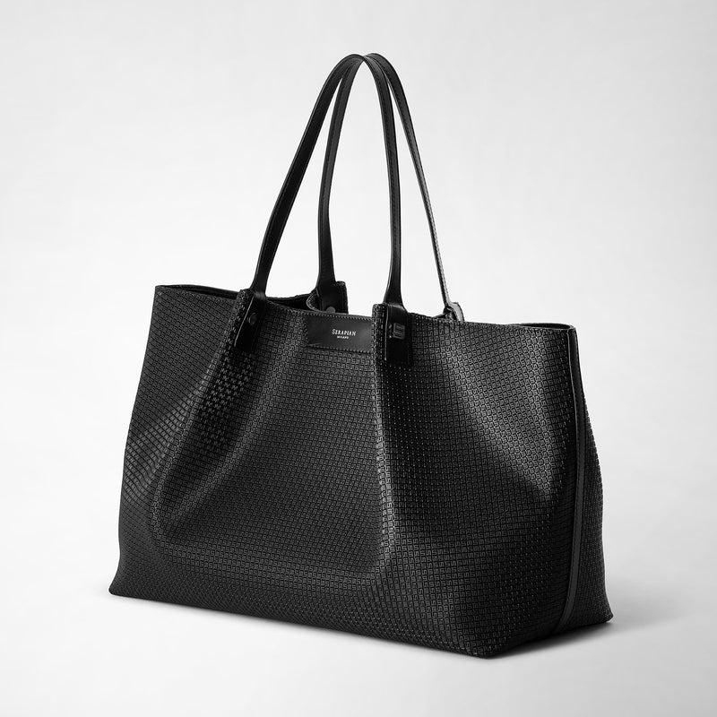 Serapian Tote bag secret in stepan nero-nero eclissi Prezzo Ridotto
