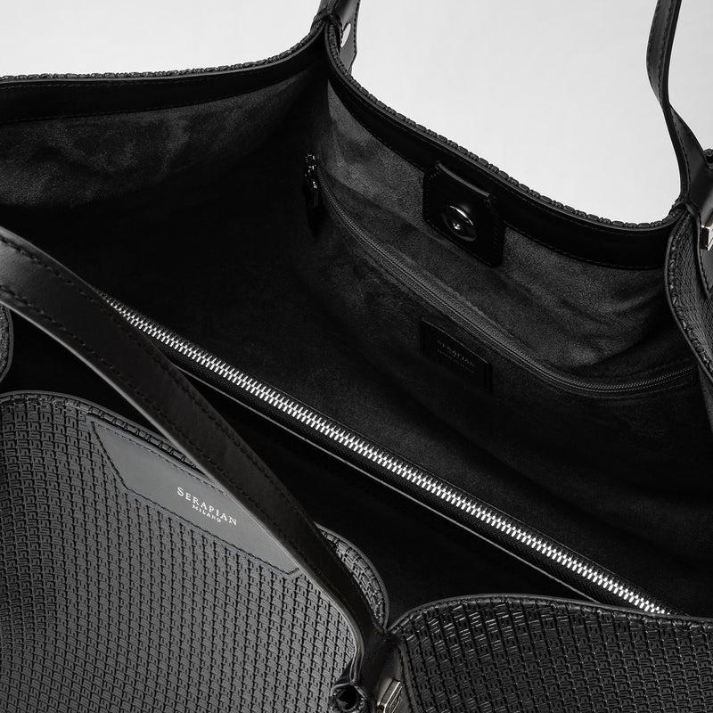 Serapian Tote bag secret in stepan nero-nero eclissi Prezzo Ridotto
