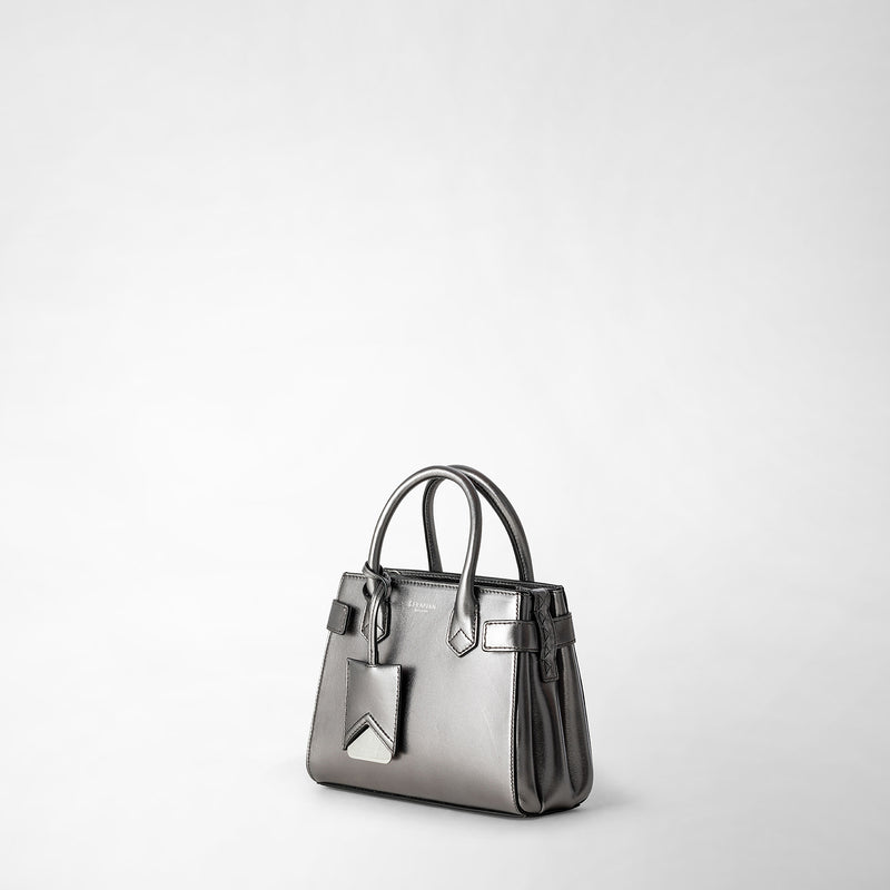 Serapian Mini meline' handbag in seta leather ruthenium Presa