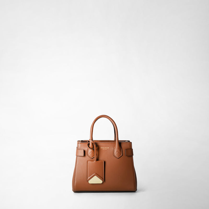Serapian Mini meline' handbag in seta leather cuoio Sconto